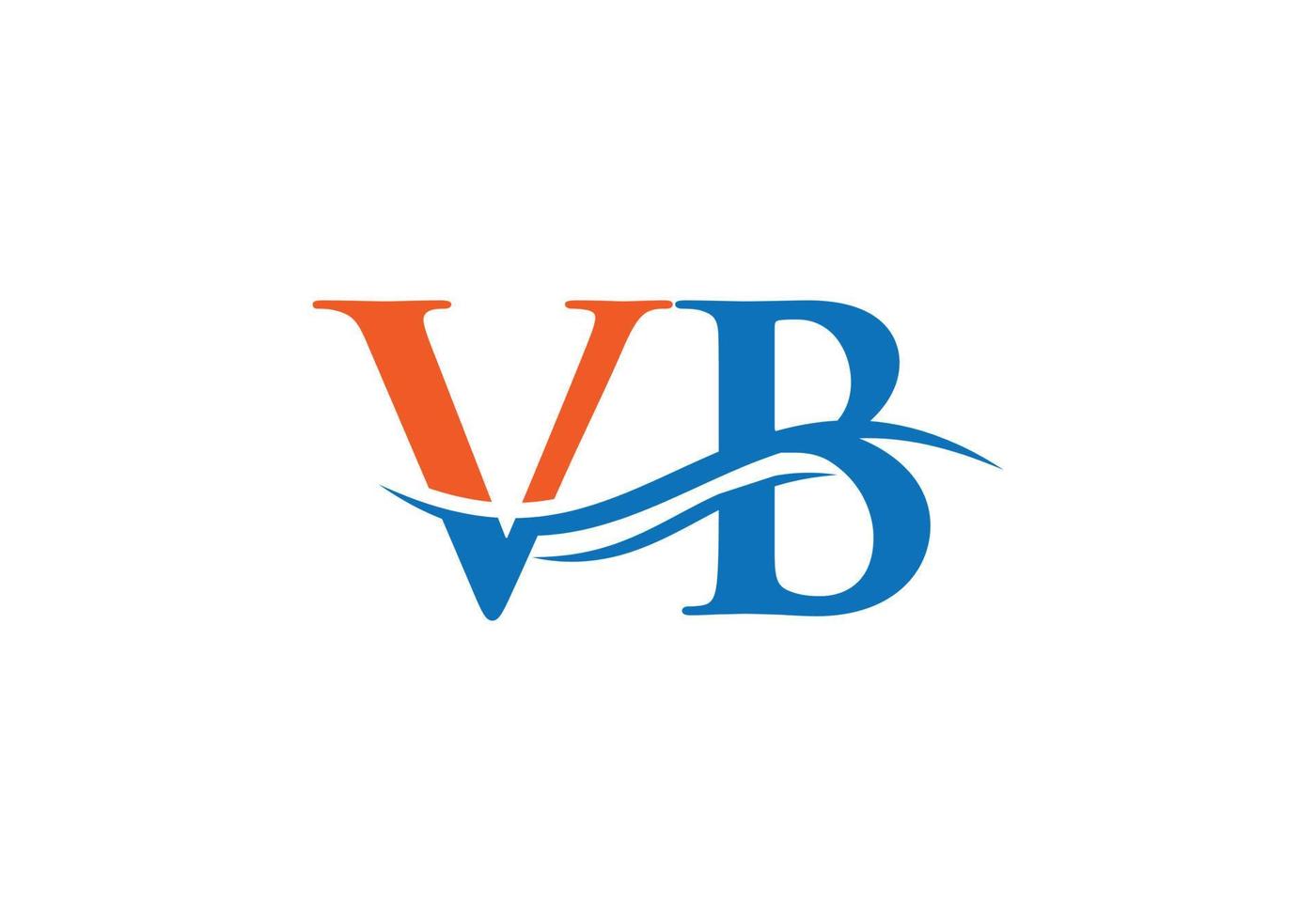 vb-Logo-Design. Logo-Vektor mit anfänglichem vb-Buchstaben. Swoosh-Buchstabe Vb-Logo-Design vektor