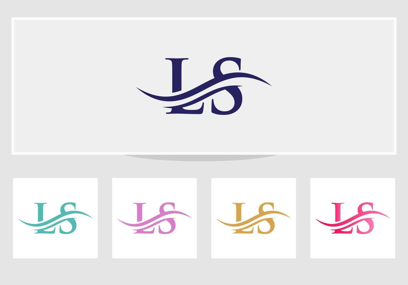 Wasserwelle ls Logovektor. Swoosh-Buchstabe ls Logo-Design für Geschäfts- und Firmenidentität vektor