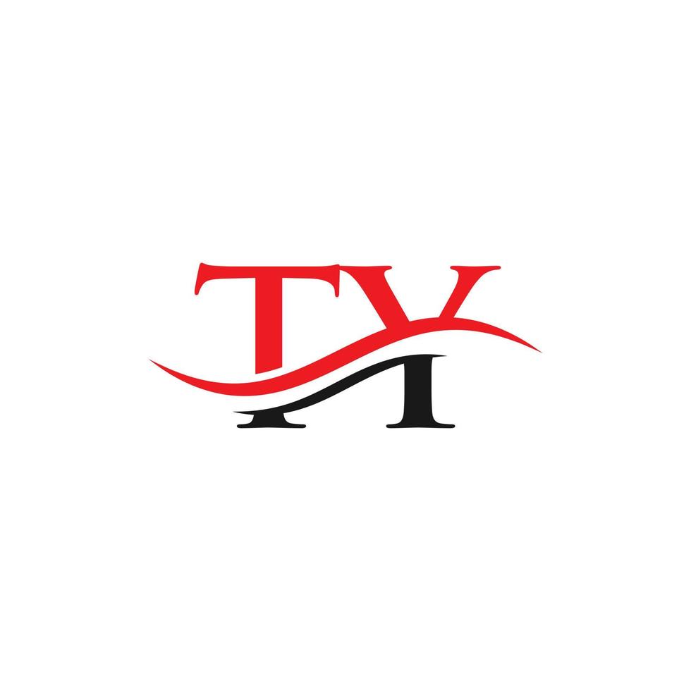 Wasserwelle ty-Logo-Vektor. Swoosh-Buchstabe ty-Logo-Design für Geschäfts- und Firmenidentität. vektor