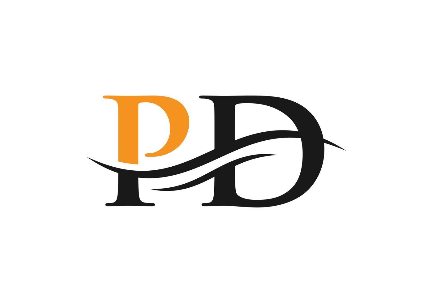 Swoosh-Buchstabe pd-Logo-Design für Geschäfts- und Firmenidentität. Wasserwellen-PD-Logo mit modernem Trend vektor