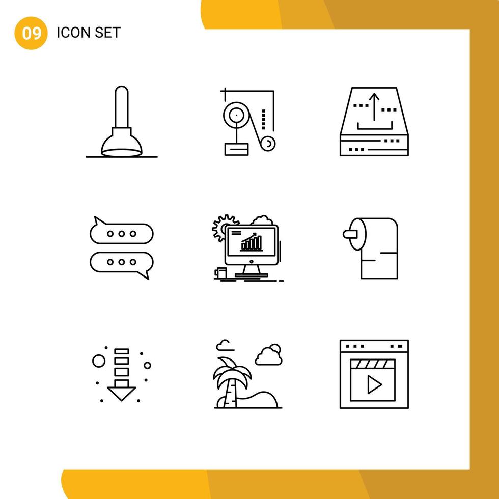 Gliederungspaket mit 9 universellen Symbolen für bearbeitbare Vektordesign-Elemente für Diagramm-Chat-Box-Nachrichtenblasen vektor