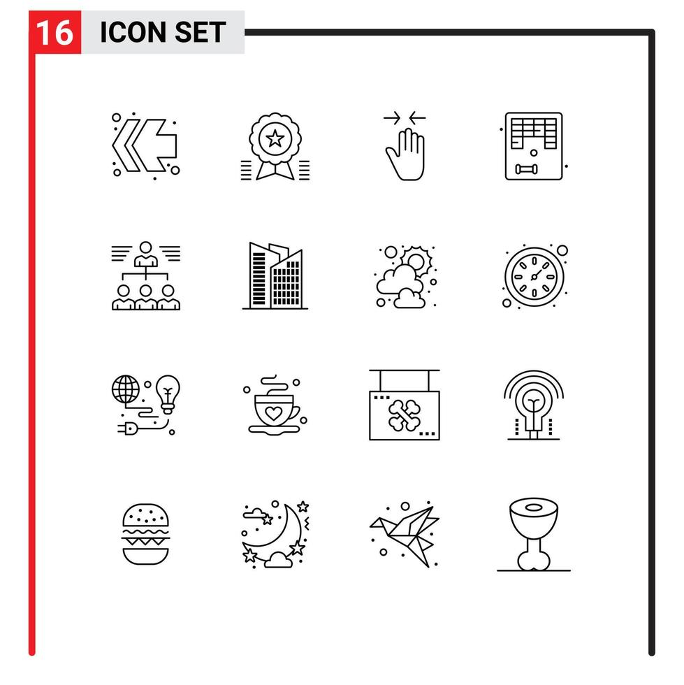 uppsättning av 16 modern ui ikoner symboler tecken för affärsman spel hand roligt zoom i redigerbar vektor design element