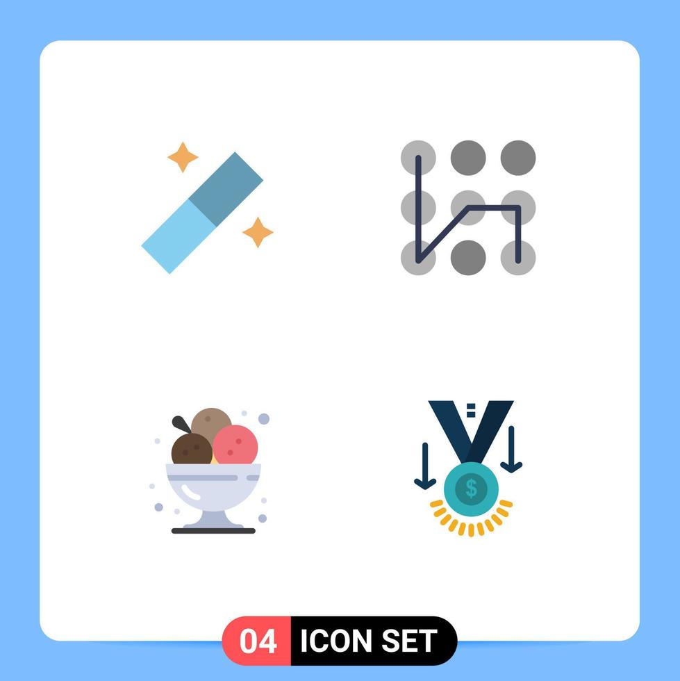 universell ikon symboler grupp av 4 modern platt ikoner av design mat mönster säkerhet restaurang redigerbar vektor design element