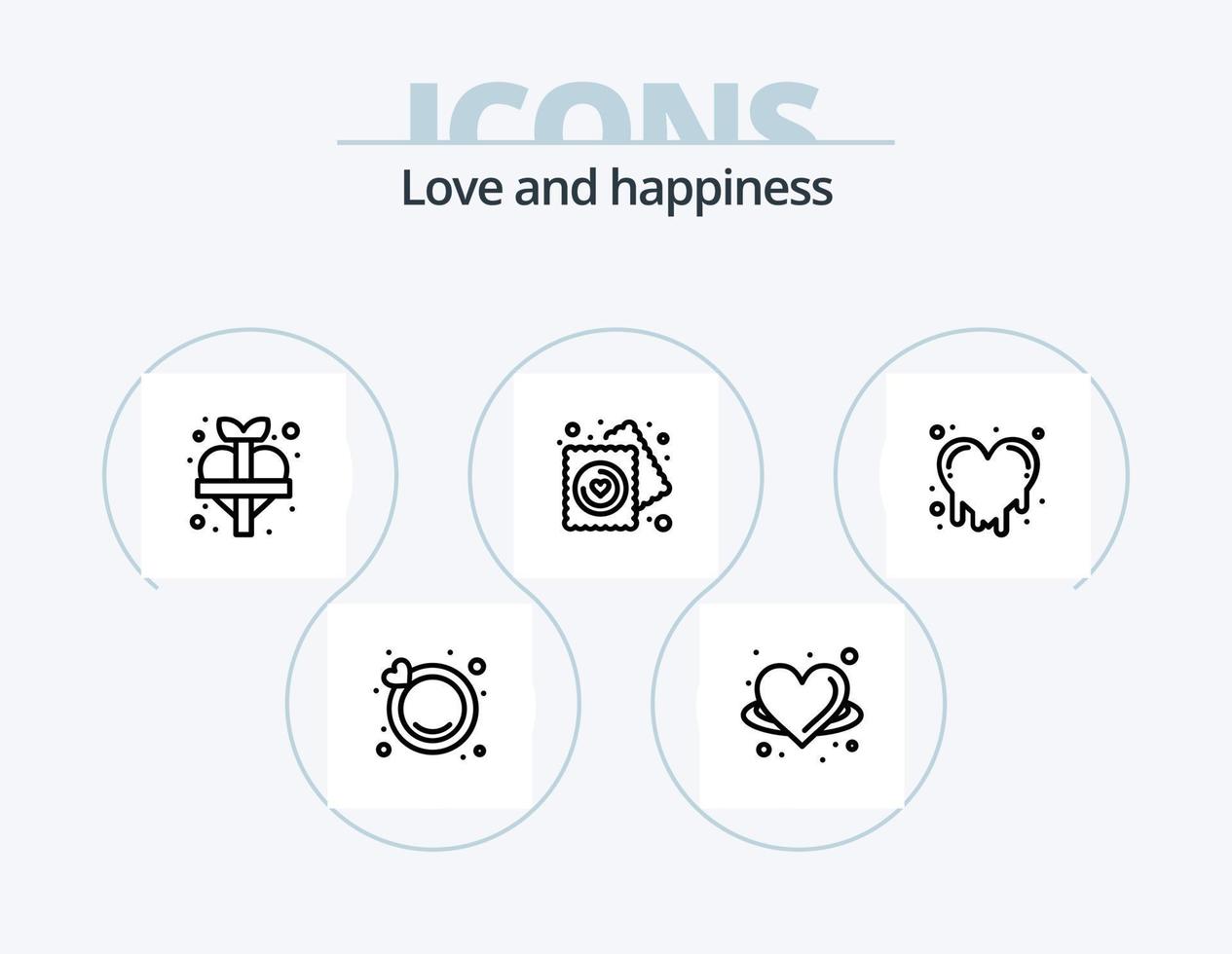 Liebeslinie Icon Pack 5 Icon Design. Ei. dekorativ. Ring. Romantik. Liebe vektor