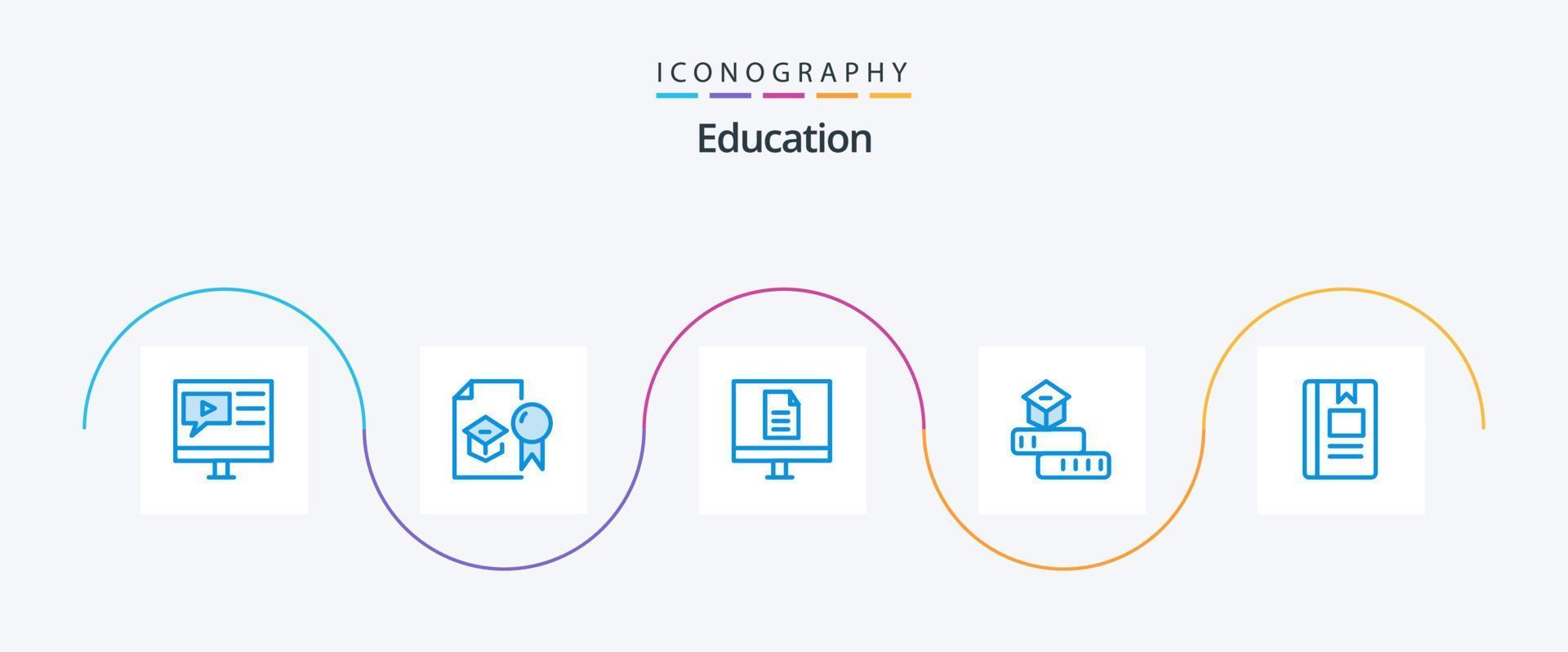 utbildning blå 5 ikon packa Inklusive inlärning. utbildning. studie. skola. internet vektor