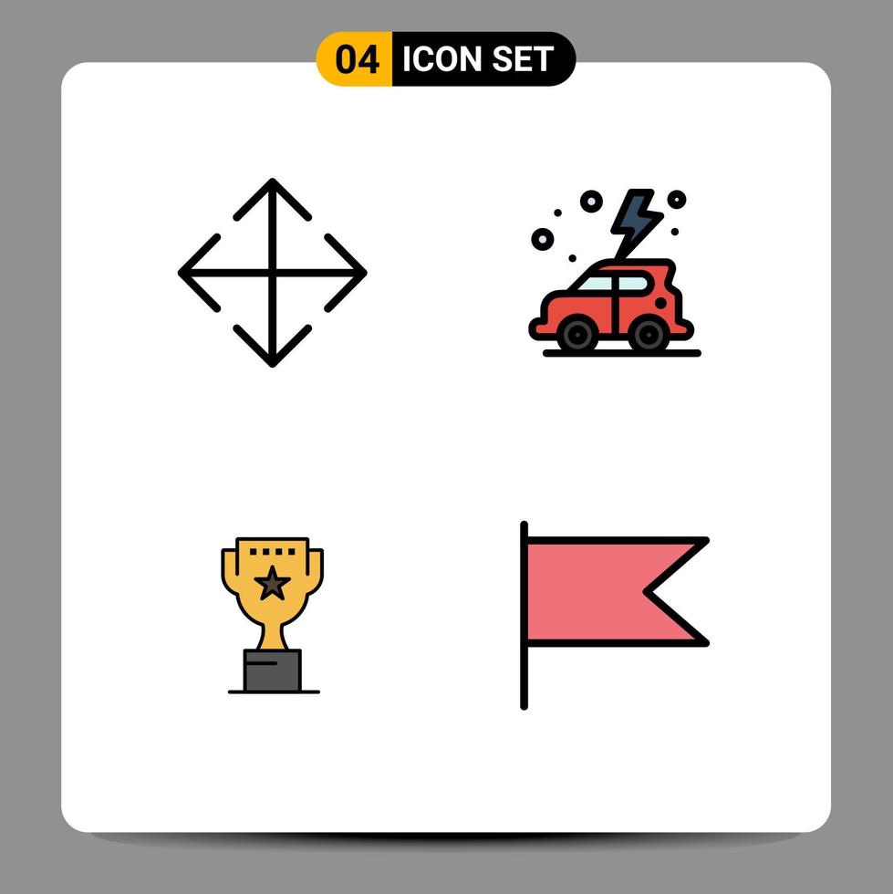 uppsättning av 4 modern ui ikoner symboler tecken för pil placera jord bil Land redigerbar vektor design element