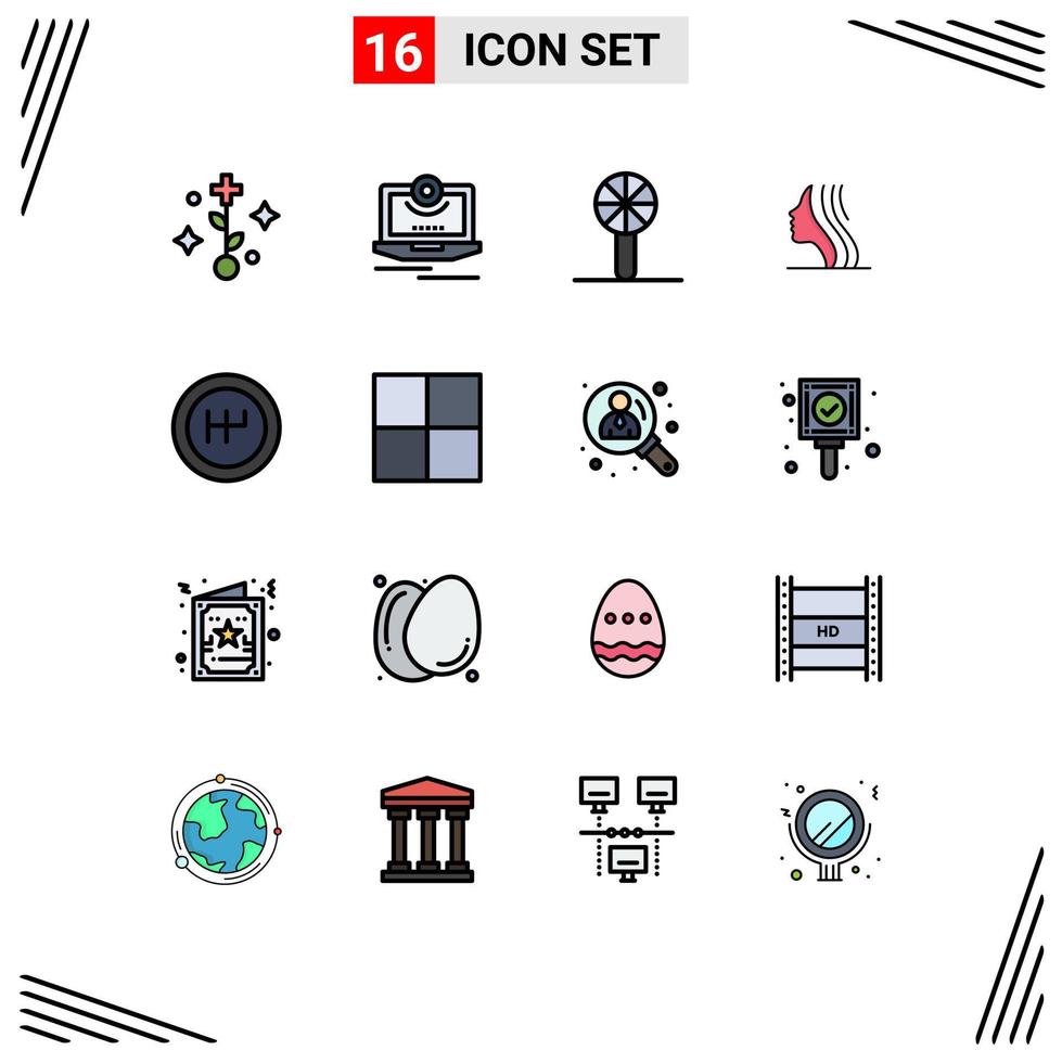 Stock Vector Icon Pack mit 16 Zeilen Zeichen und Symbolen für Gangschaltung Mädchen Babyrassel Frauen Spielzeug editierbare kreative Vektordesign-Elemente