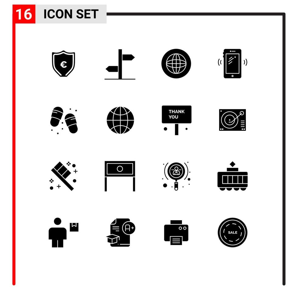 modern uppsättning av 16 fast glyfer pictograph av signaler mobil Centrum smart telefon Stöd redigerbar vektor design element