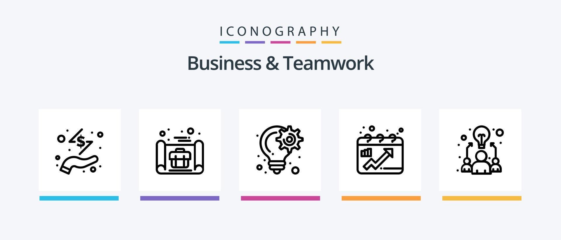 Business und Teamwork Line 5 Icon Pack inklusive Dollar. Abzeichen. Prämie. Geld. Kasse. kreatives Symboldesign vektor