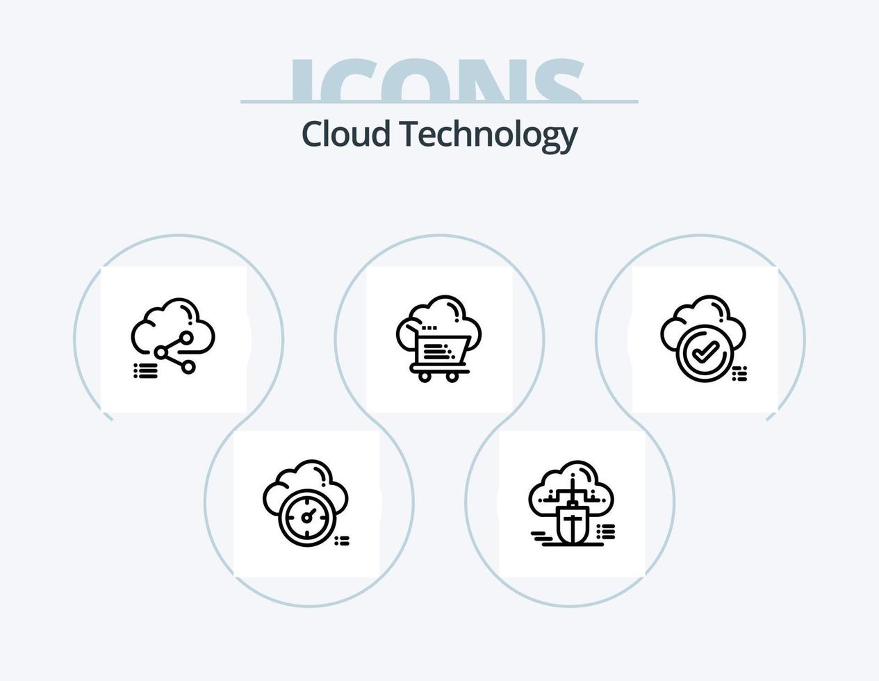 Cloud-Technologie-Line-Icon-Pack 5 Icon-Design. Email. Wolke. E-Commerce. online. Datei vektor