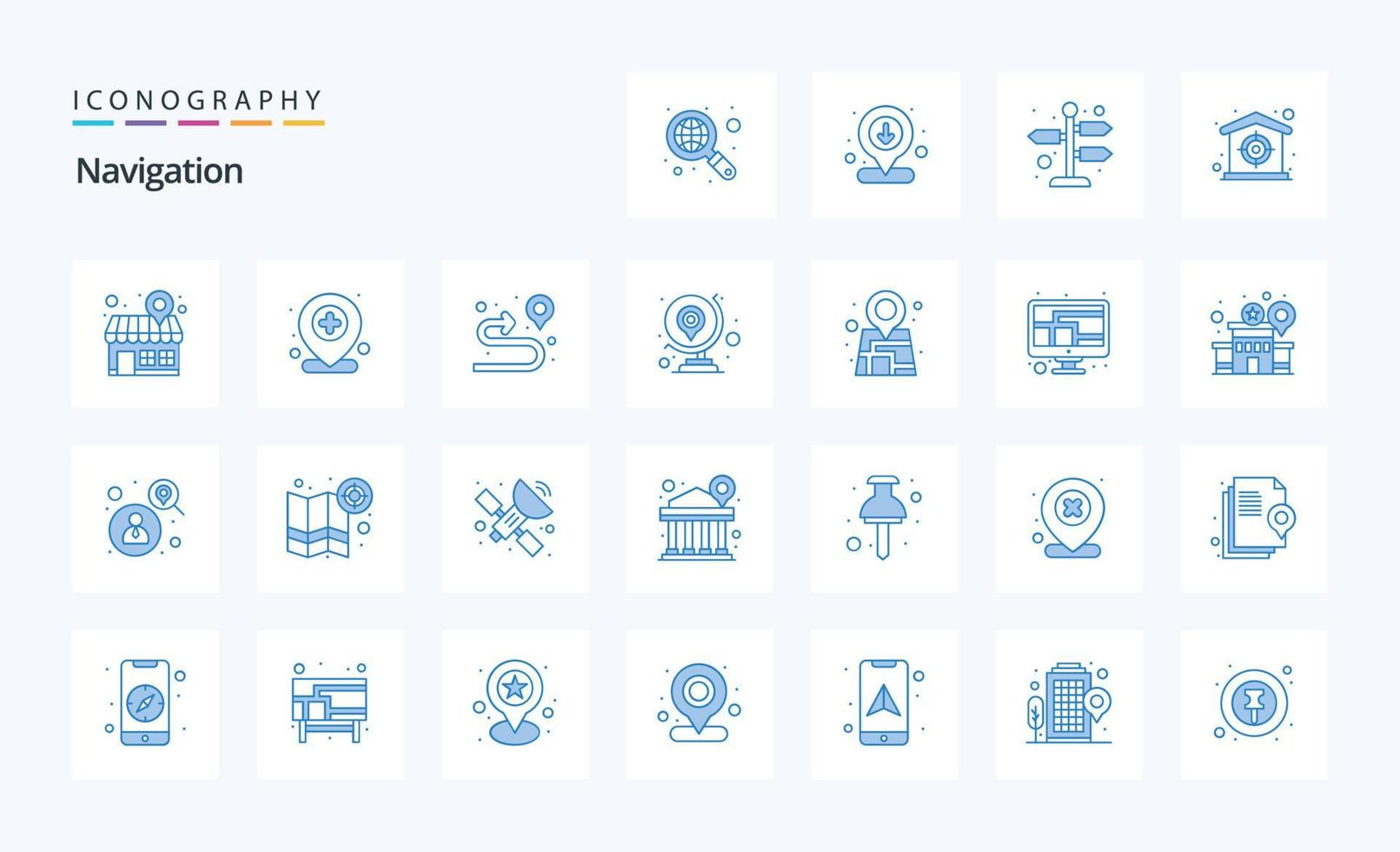 25 navigering blå ikon packa vektor