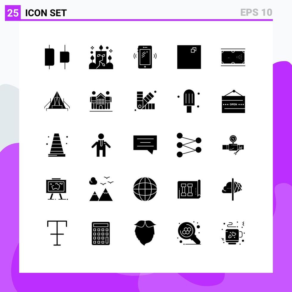 Gruppe von 25 modernen soliden Glyphen für Pocket-Cue-Smartphone-Billard-Vollbild-bearbeitbare Vektordesign-Elemente vektor