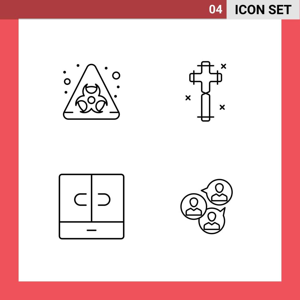 4 användare gränssnitt linje packa av modern tecken och symboler av biohazard möbel firande påsk fokus grupp redigerbar vektor design element