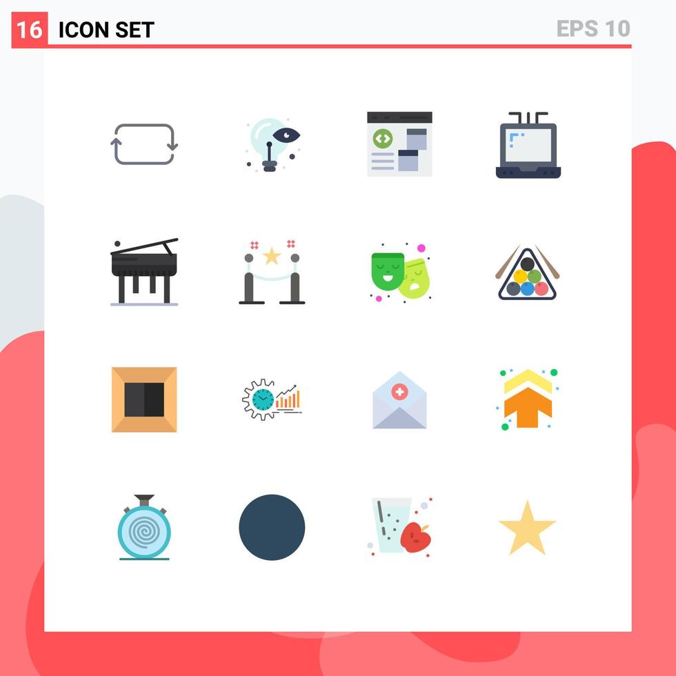 16 universell platt färger uppsättning för webb och mobil tillämpningar piano utbildning app kontor utveckling redigerbar packa av kreativ vektor design element