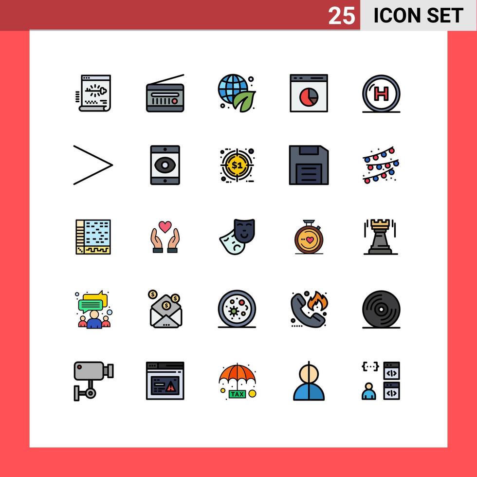 uppsättning av 25 modern ui ikoner symboler tecken för Betygsätta diagram radio mottagare handel miljö redigerbar vektor design element