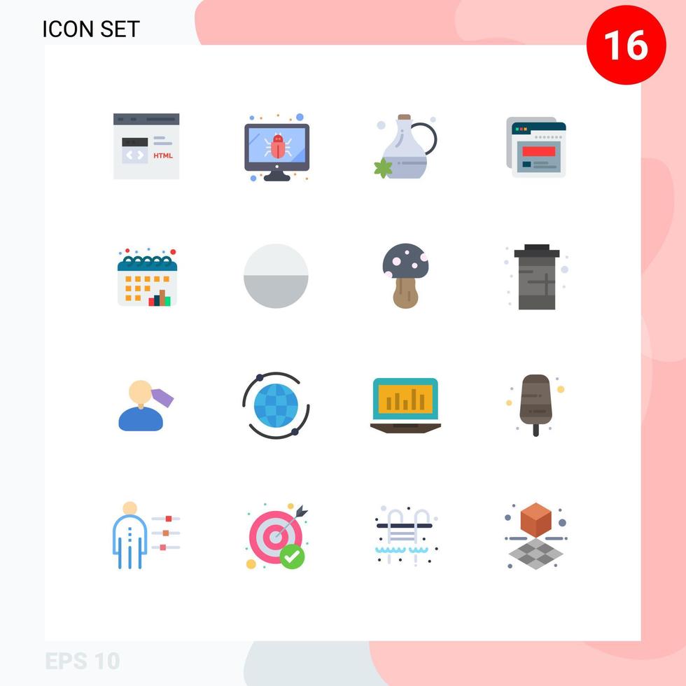 universelle Symbolsymbole Gruppe von 16 modernen flachen Farben der Diagrammhilfe Sicherheitswebseite bearbeitbares Paket kreativer Vektordesignelemente vektor