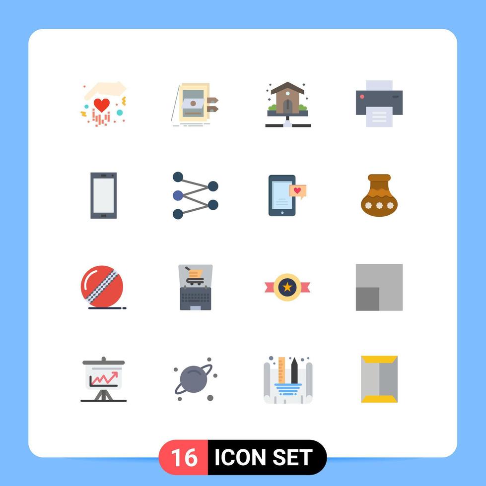 16 universelle flache Farben für Web- und mobile Anwendungen Telefonleitung Hausschnittstelle wasserbearbeitbares Paket kreativer Vektordesign-Elemente vektor