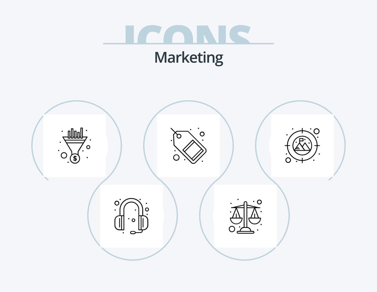 Marketing-Linie Icon Pack 5 Icon-Design. Laptop. Verkaufsetikett. Weboptionen. Verkauf. Markt vektor