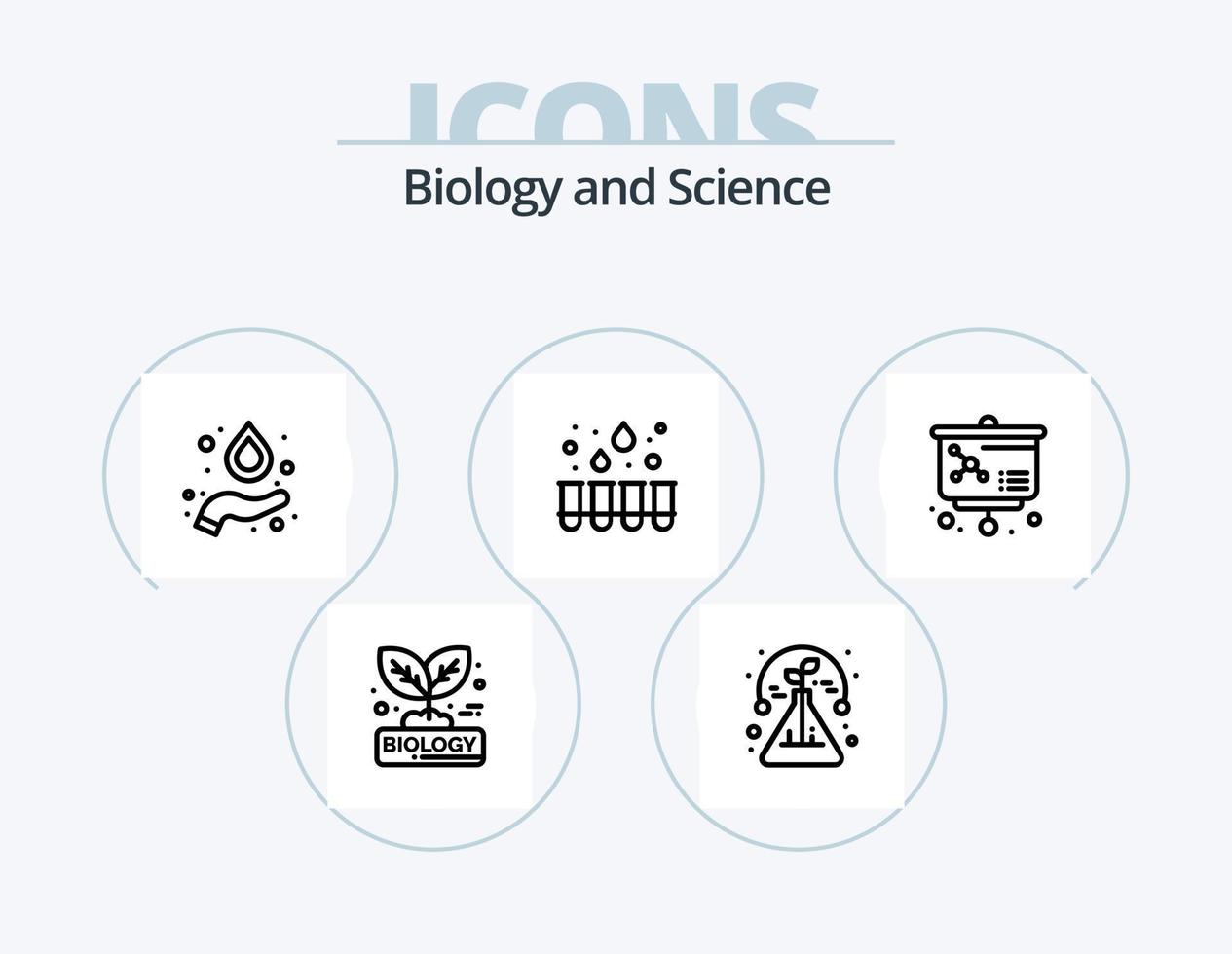 Biologie Linie Icon Pack 5 Icon Design. Leukämie. Krebs. Molekül. Blut. Pflanze, Anlage vektor