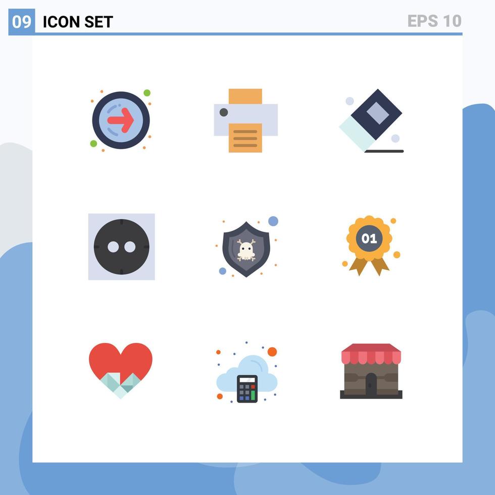 satz von 9 modernen ui-symbolen symbole zeichen für qualitätsauszeichnung stationärer schild schützen editierbare vektordesignelemente vektor