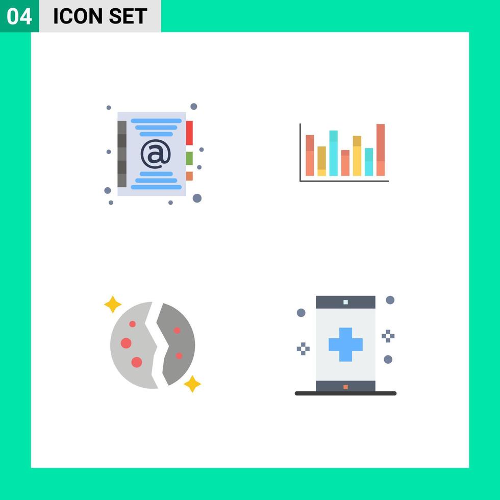 4 flaches Symbolkonzept für mobile Websites und Apps adressieren bearbeitbare Vektordesignelemente für Galaxiendiagramme im Raum vektor