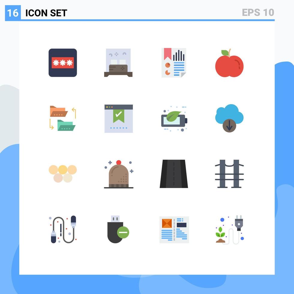 platt Färg packa av 16 universell symboler av fil delning dokumentera data mapp äpple redigerbar packa av kreativ vektor design element
