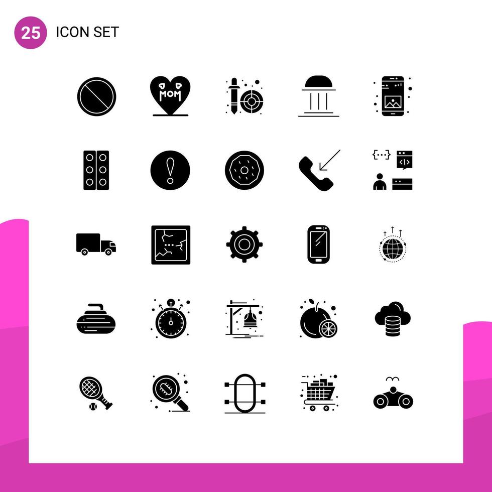 universell ikon symboler grupp av 25 modern fast glyfer av app kolumn Färg plockare byggnad arkitektur redigerbar vektor design element
