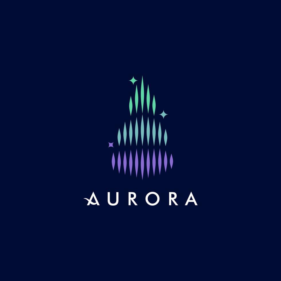 aurora borealis logo, moderne nordlichter himmel aurora und sterne symbol logo design illustration vektor