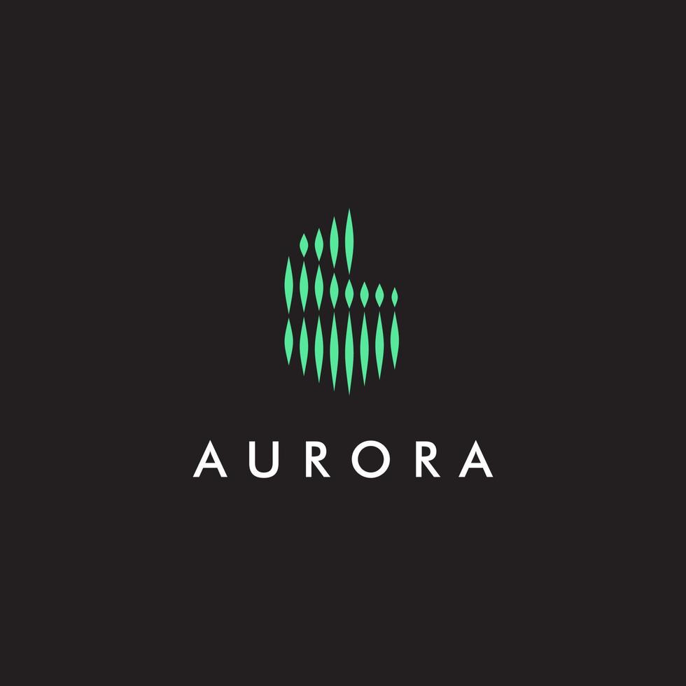 aurora borealis logotyp, modern nordlig lampor himmel aurora och stjärnor ikon logotyp design illustration vektor