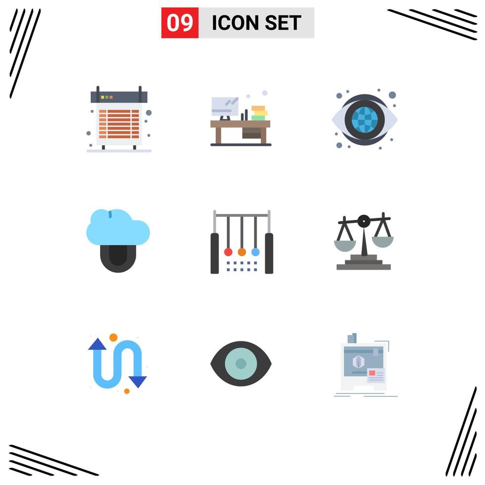 uppsättning av 9 modern ui ikoner symboler tecken för gymnastik skydd övervaka privat syn redigerbar vektor design element