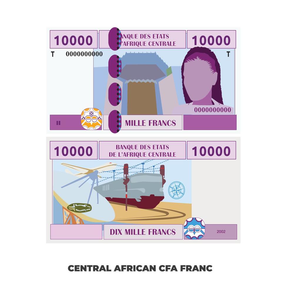 vektor illustration av 10000 central afrikansk cfa franc notera isolerat på vit bakgrund, skalbar och redigerbar eps