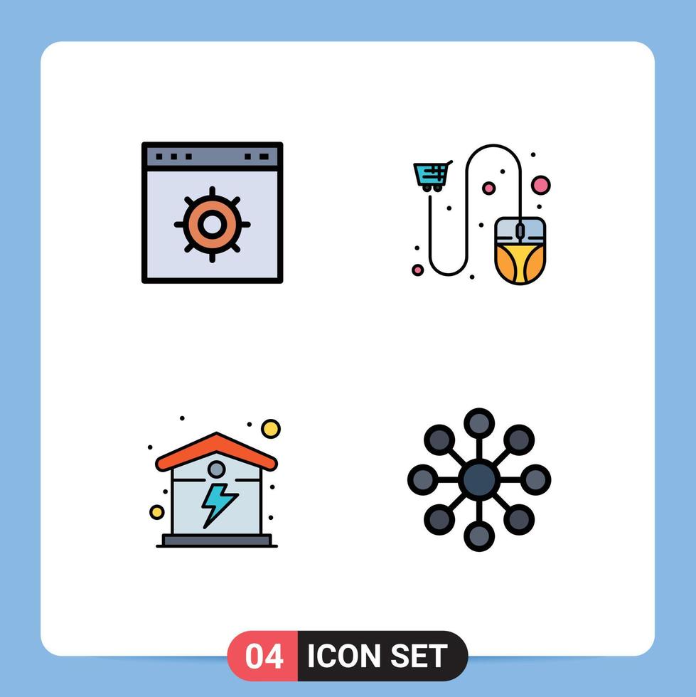 Satz von 4 Vektor-Filledline-Flachfarben auf Raster für Browser elektrische Website E-Commerce-Haus editierbare Vektordesign-Elemente vektor