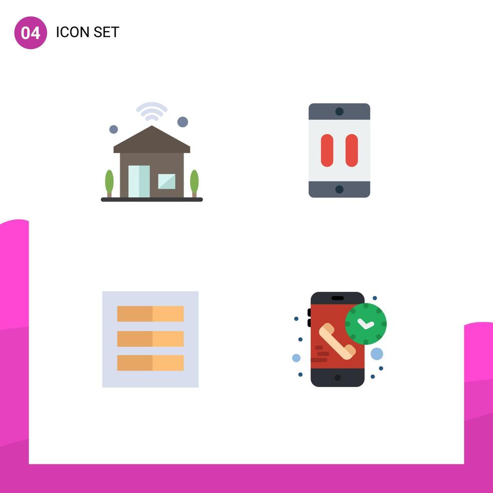 grupp av 4 modern platt ikoner uppsättning för hus paus iot enhet rutnät redigerbar vektor design element