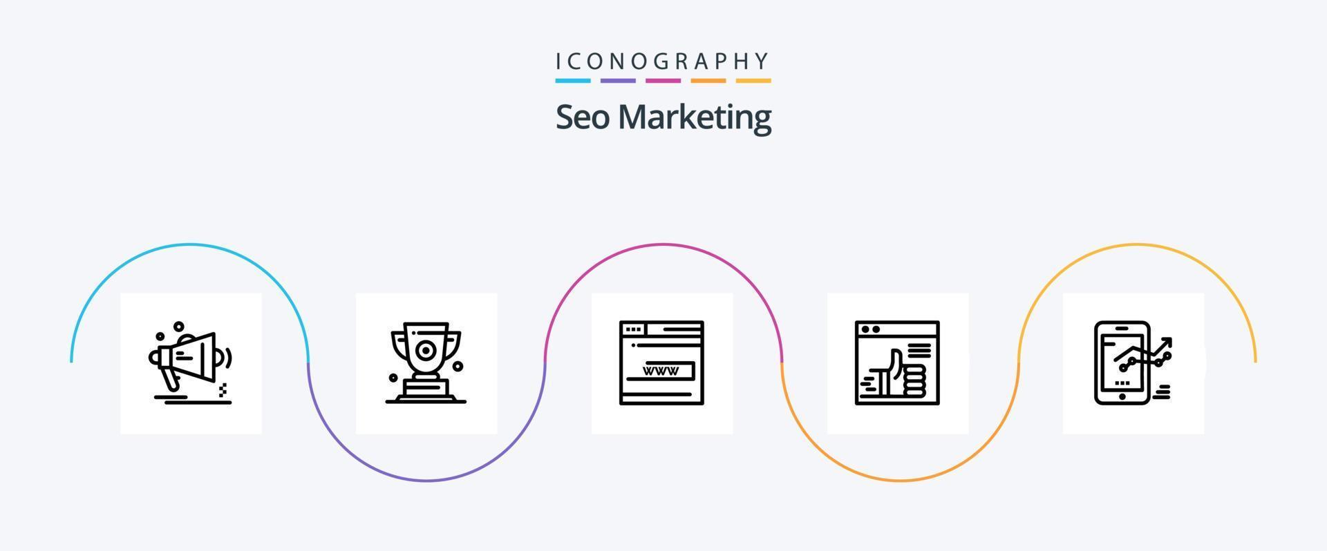 seo marknadsföring linje 5 ikon packa Inklusive upp. tycka om. pris. www. Kontakt vektor