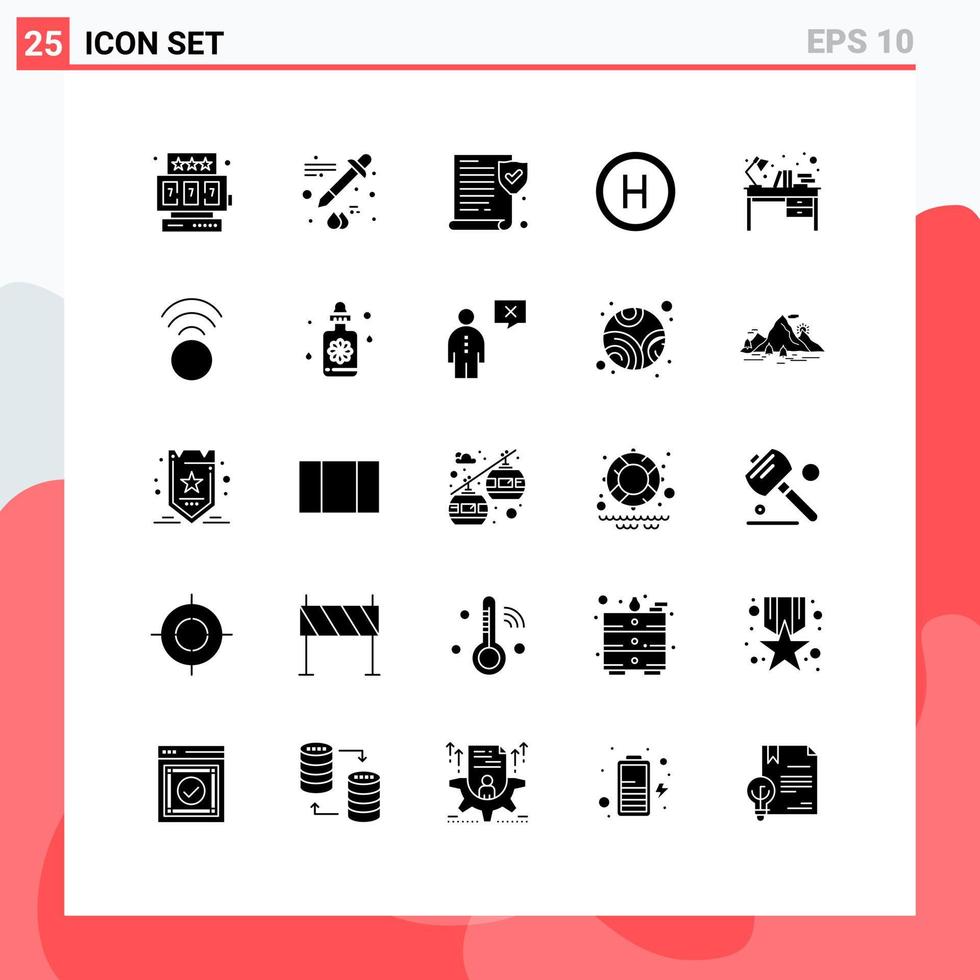 25 tematiska vektor fast glyfer och redigerbar symboler av förbindelse tabell politik interiör böcker redigerbar vektor design element