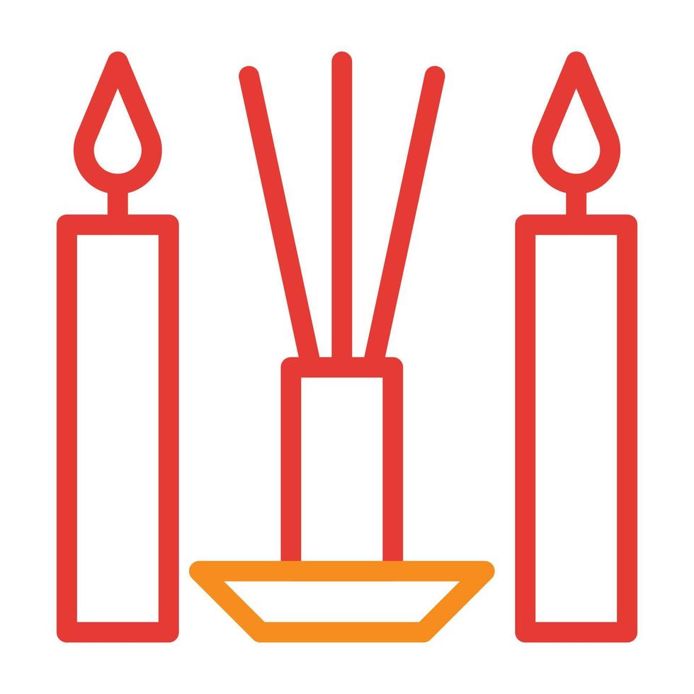Räucherstäbchen mehrfarbig rot Illustration Vektor und Logo Symbol Symbol des neuen Jahres perfekt.