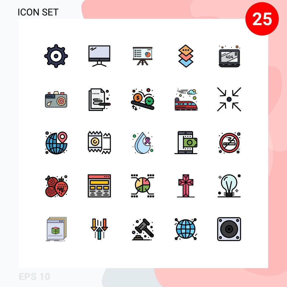 25 tematiska vektor fylld linje platt färger och redigerbar symboler av fel plan analys design marknadsföring redigerbar vektor design element