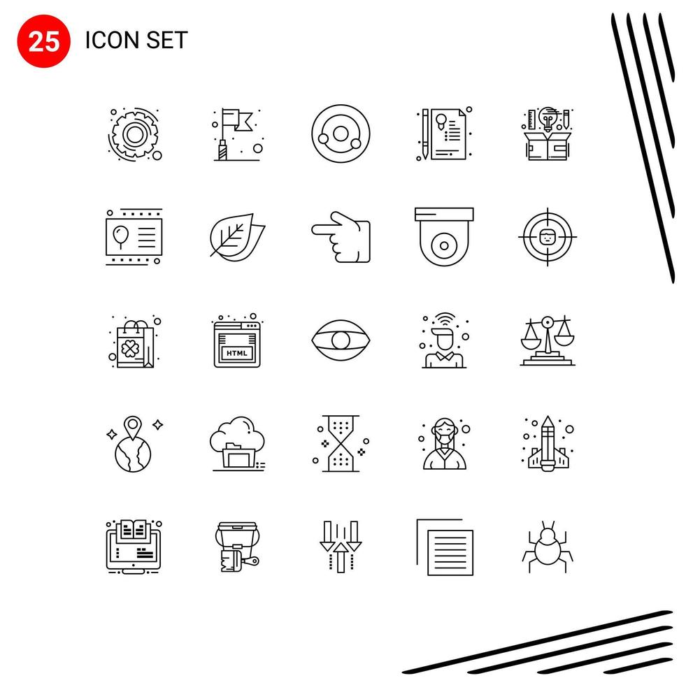 25 kreative Symbole moderne Zeichen und Symbole der Idee kreative Chemie Computerzeichen editierbare Vektordesign-Elemente vektor
