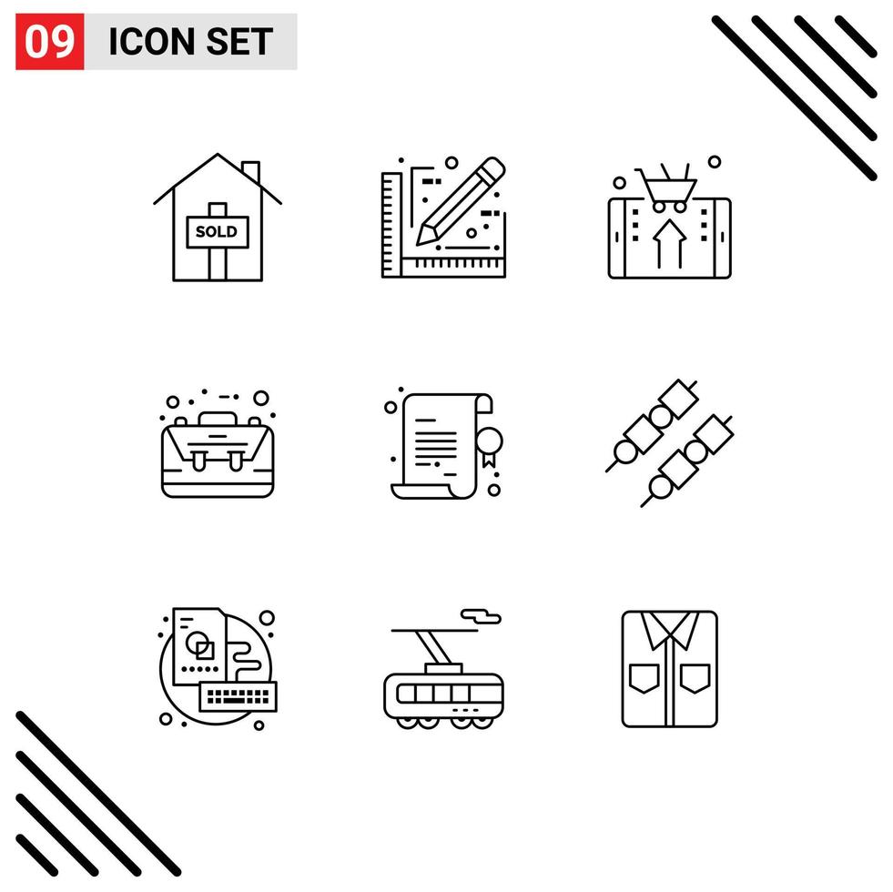 9 Benutzeroberflächen-Gliederungspaket mit modernen Zeichen und Symbolen für Online-Business-Taschen für den Schulanfang, editierbare Vektordesign-Elemente vektor