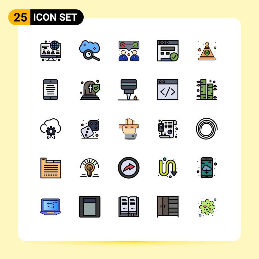 Stock-Vektor-Icon-Pack mit 25 Zeilenzeichen und Symbolen für bearbeitbare Vektordesign-Elemente für Festival-Cap-Corporate-Webbrowser vektor