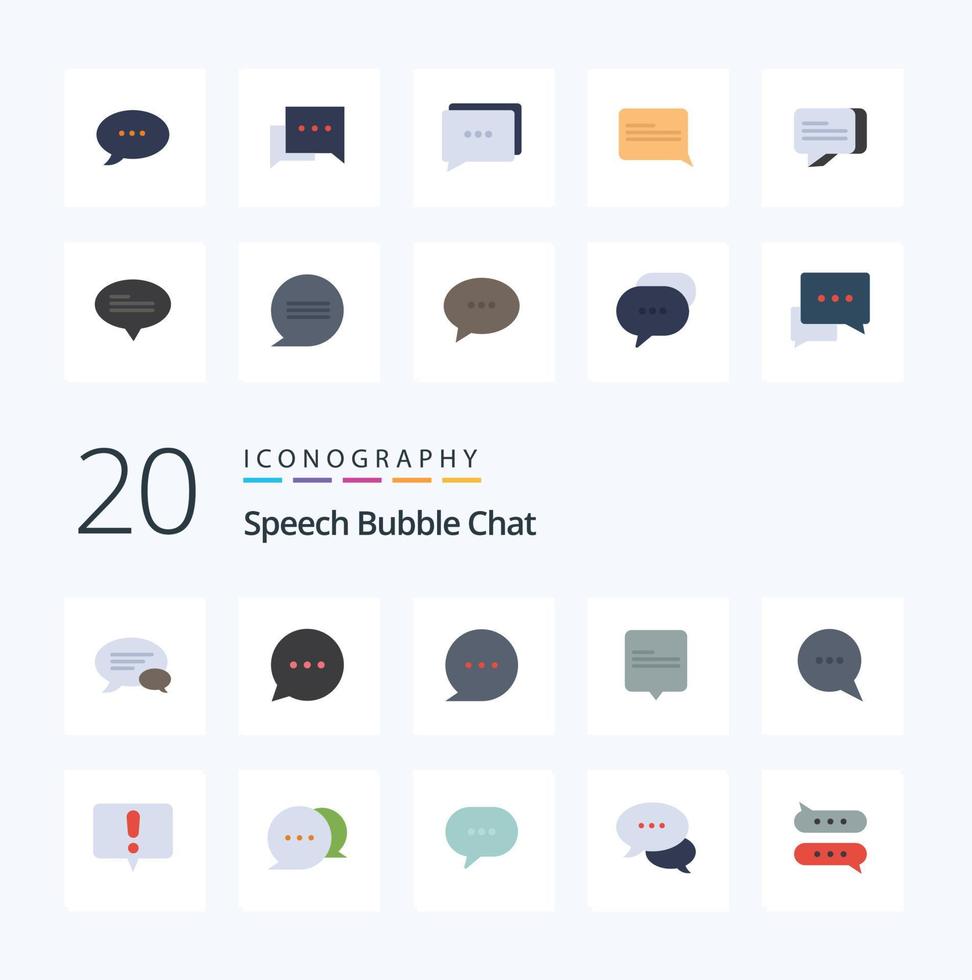 20 Chat Flat Color Icon Pack wie Kommentarnachricht Kommentarkommunikationsgespräch vektor