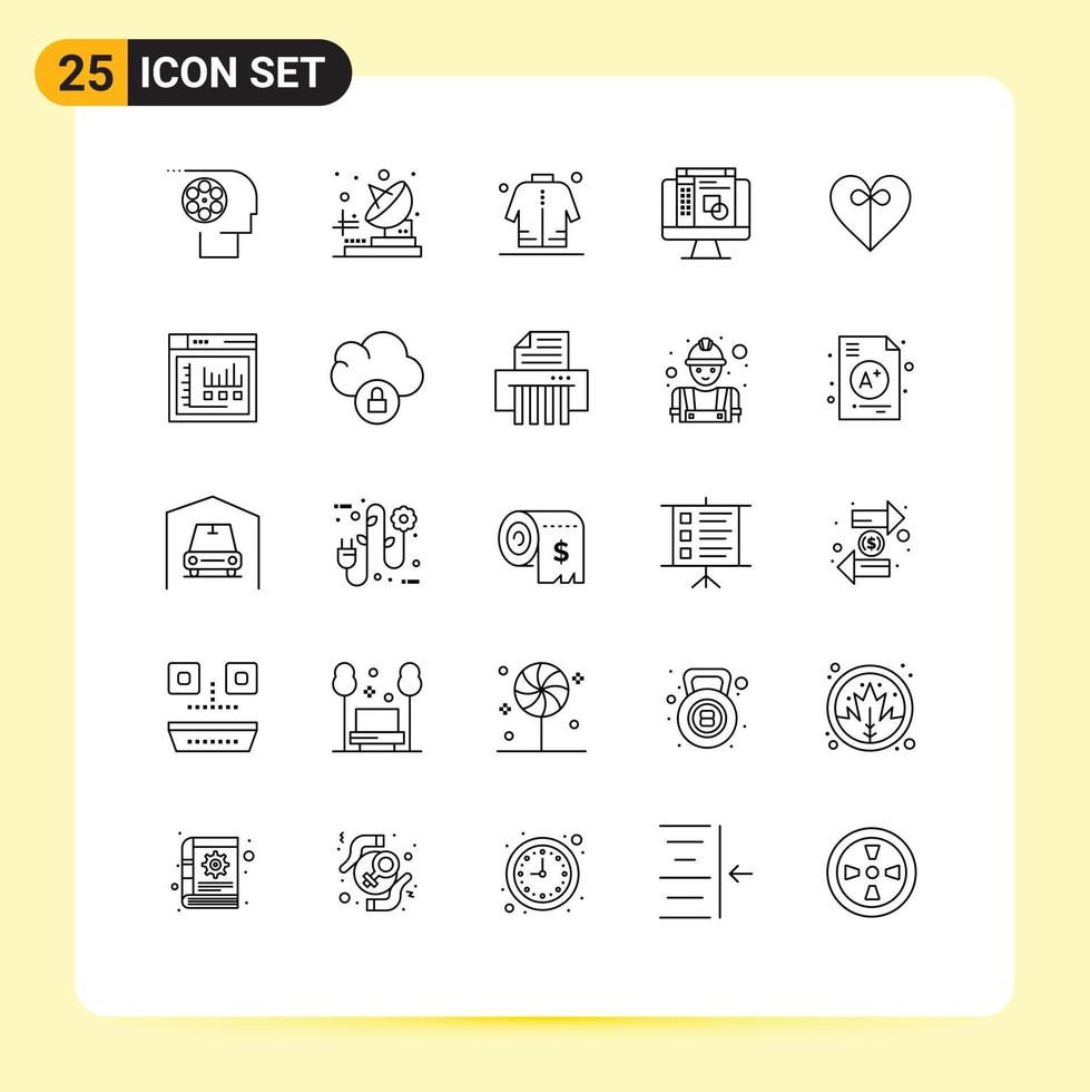modern uppsättning av 25 rader pictograph av gåva layout jacka grafisk redaktör eid redigerbar vektor design element