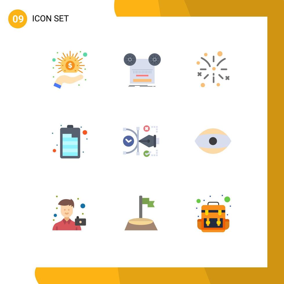 uppsättning av 9 modern ui ikoner symboler tecken för konst fil musik elektrisk batteri redigerbar vektor design element