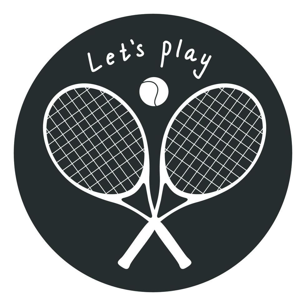 flache vektorschattenbildillustration. handgezeichnete tennisschläger und ein ball für das logo. vektor