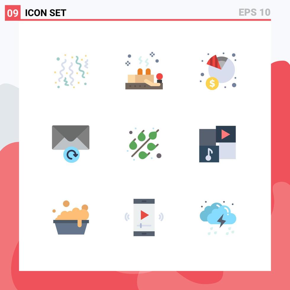 satz von 9 modernen ui-symbolen symbole zeichen für lebensmittel erneut versuchen wirtschaft nachricht geld editierbare vektordesignelemente vektor