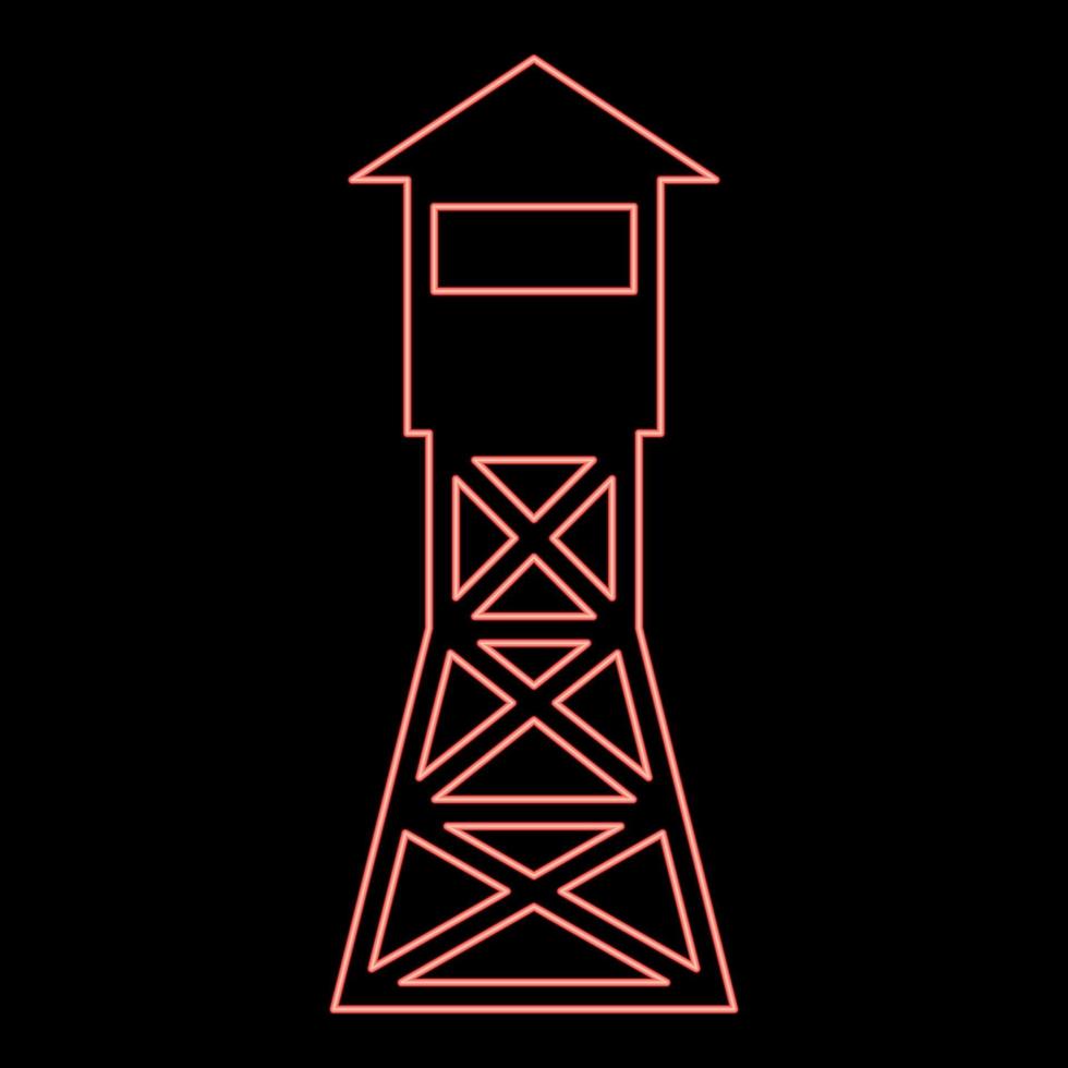 neon tittar på torn Översikt skog ranger brand webbplats röd Färg vektor illustration bild platt stil
