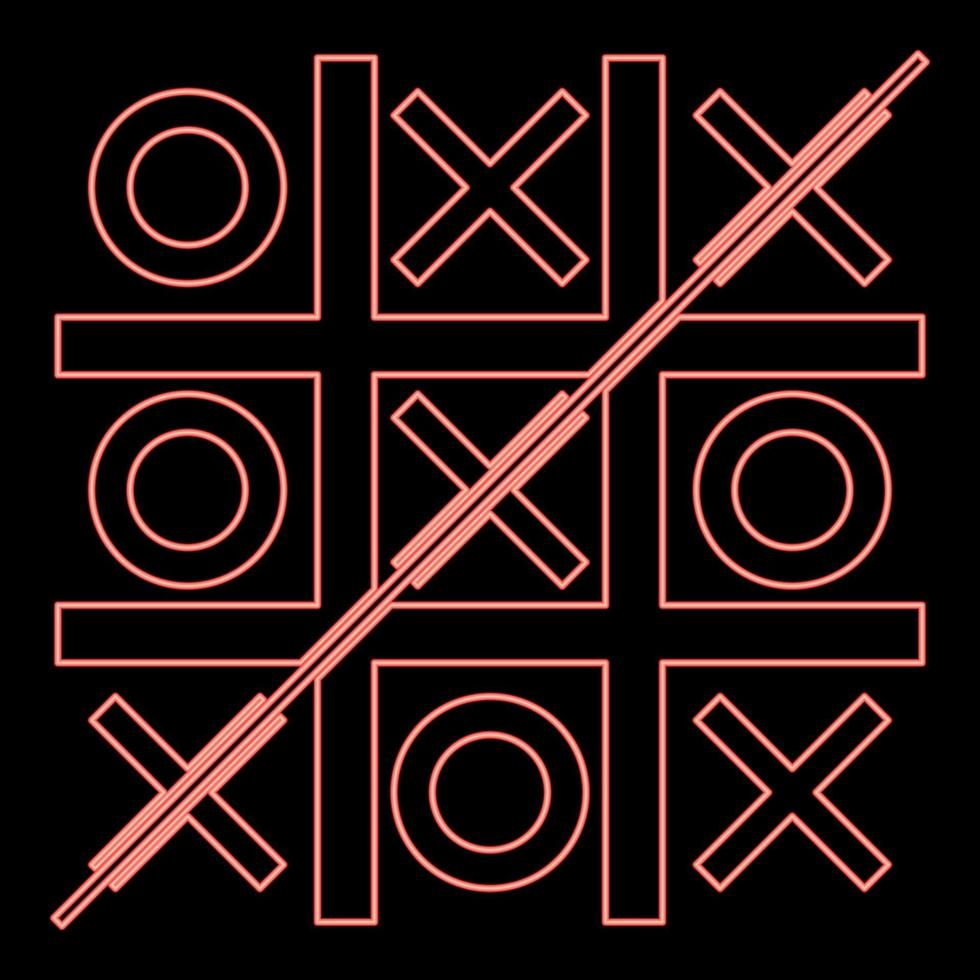 Neon Tic Tac Toe rote Farbe Vektor Illustration Bild flachen Stil