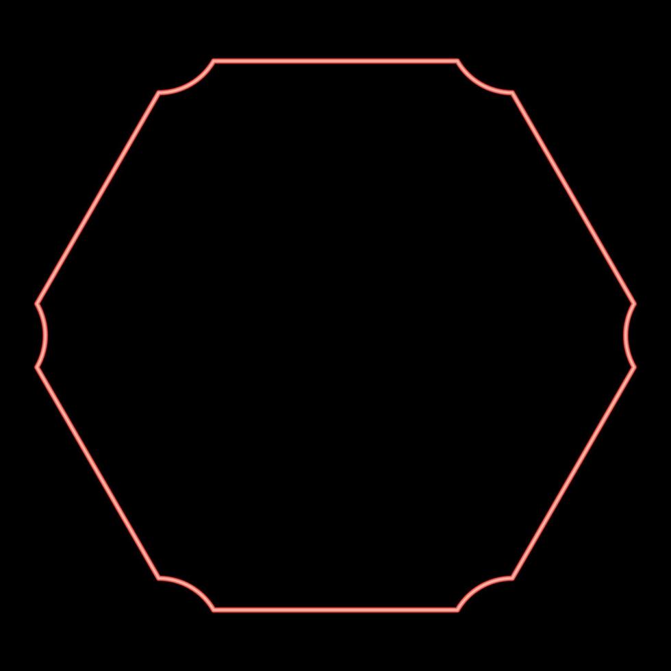 neon sexhörning baner hexagonal sex avrundad hörn tom attrapp tömma mall röd Färg vektor illustration bild platt stil