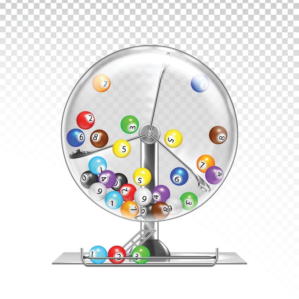 lotteri maskin med lotto bollar inuti vektor illustration