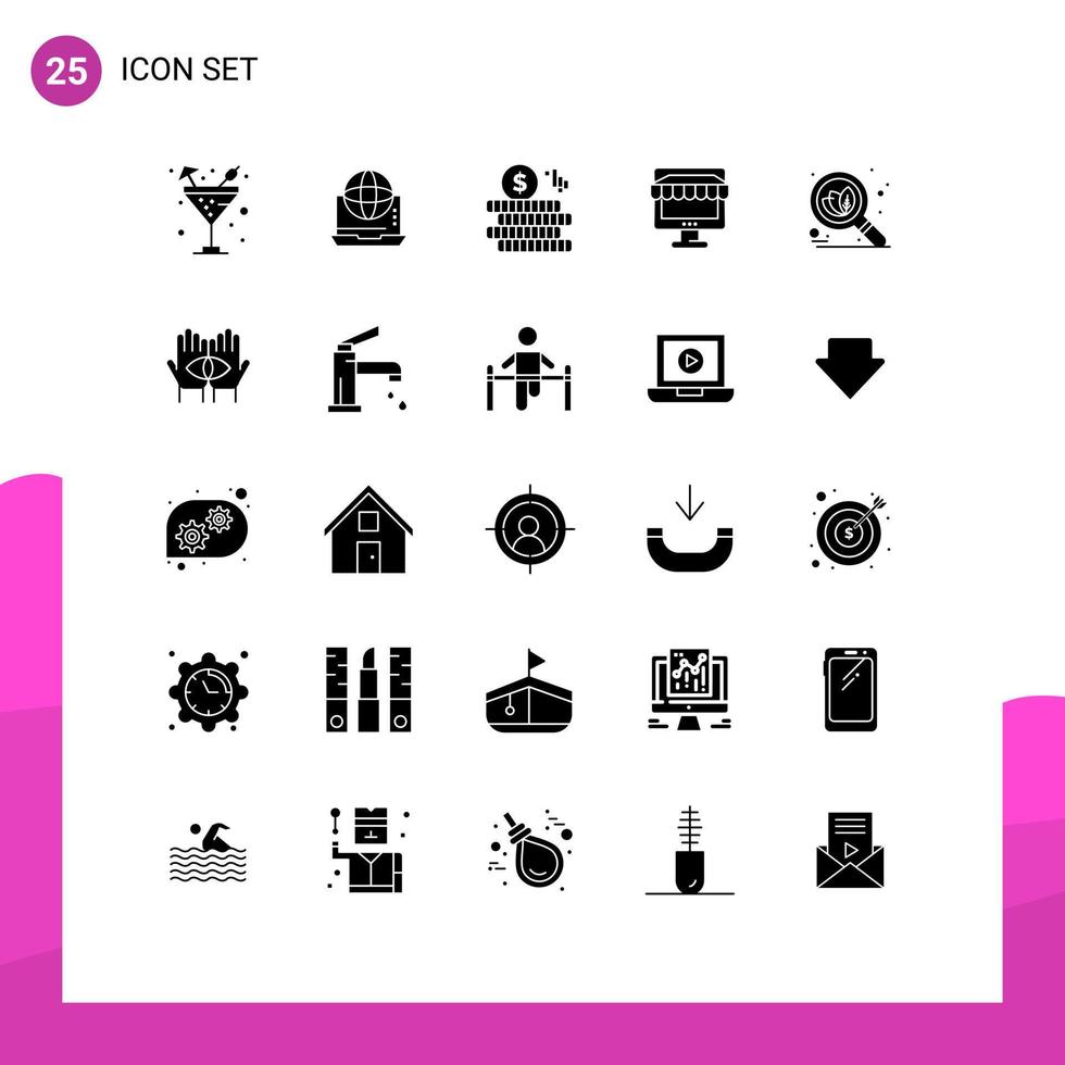 25 användare gränssnitt fast glyf packa av modern tecken och symboler av uppkopplad handla nätverk affär doller redigerbar vektor design element